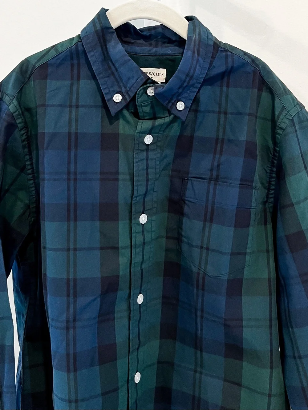 J. Crew Crewcuts Green and Blue Tartan Plaid Button Down Shirt Boys Sz 10